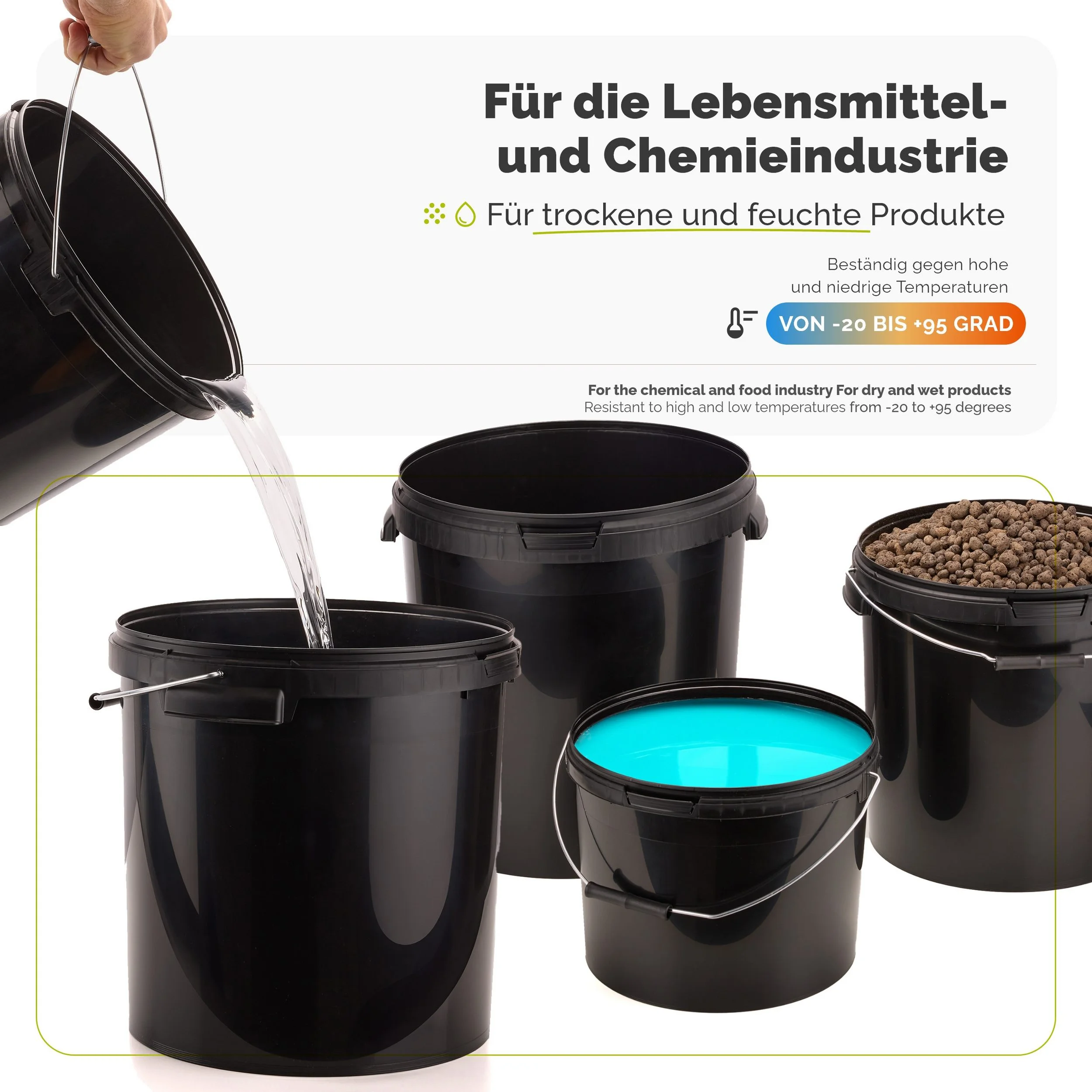GARRONDA Putzeimer mit Deckel – Schwarz GD-0104, 10 L • lebensmittelecht & auslaufsicher